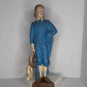 Vintage Holland Mold Porcelain Boy Blue Figurine Hand Painted 16" Plumed Hat